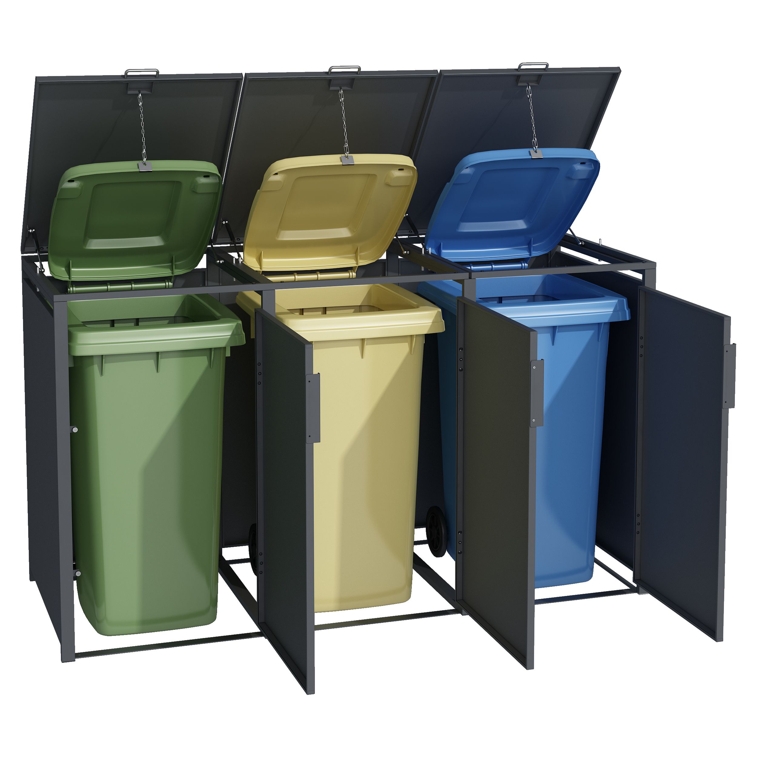 3 vakken | Premium Kliko ombouw voor 240L | Container ombouw | Afvalboxen | Antraciet - Afbeelding 2