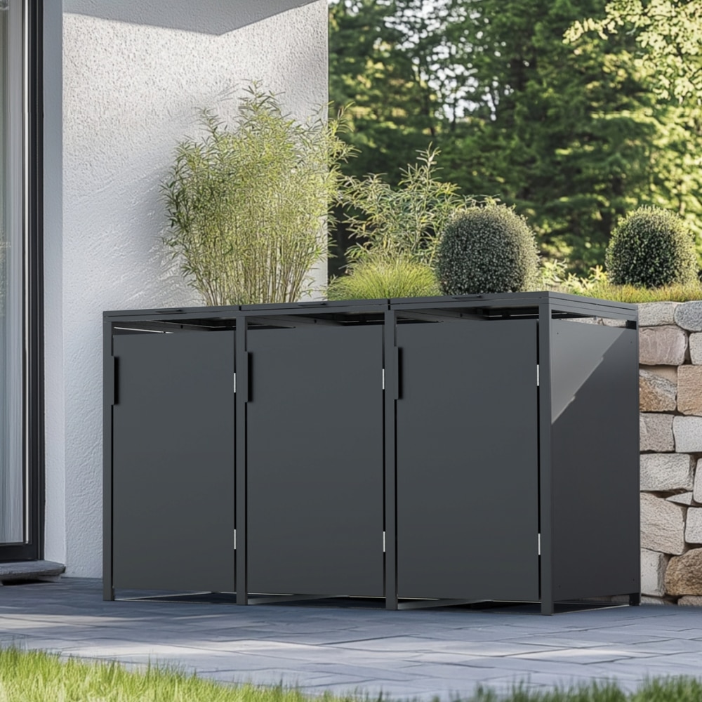 3 vakken | Premium Kliko ombouw voor 240L | Container ombouw | Afvalboxen | Antraciet - Afbeelding 7