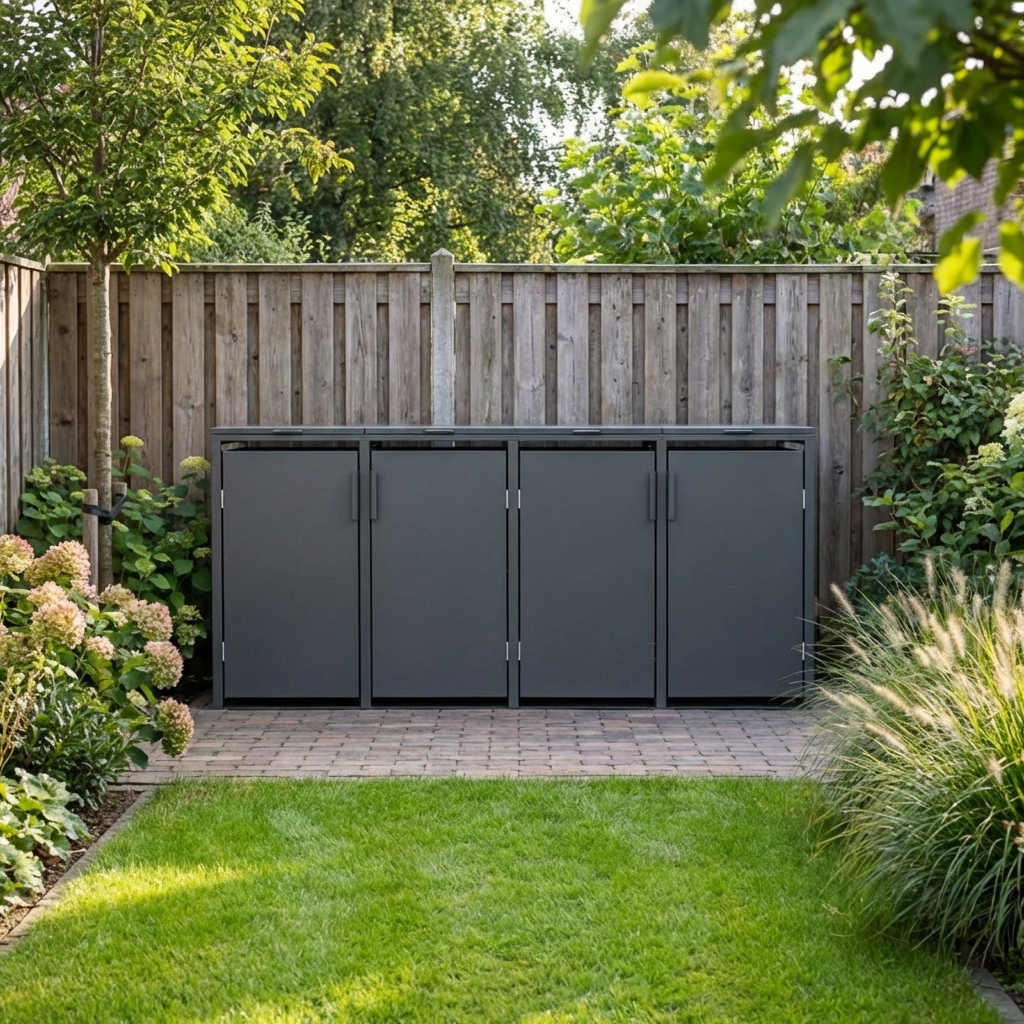 4 vakken (2×2)| Premium Kliko ombouw voor 240L | Container ombouw | Afvalboxen | Antraciet