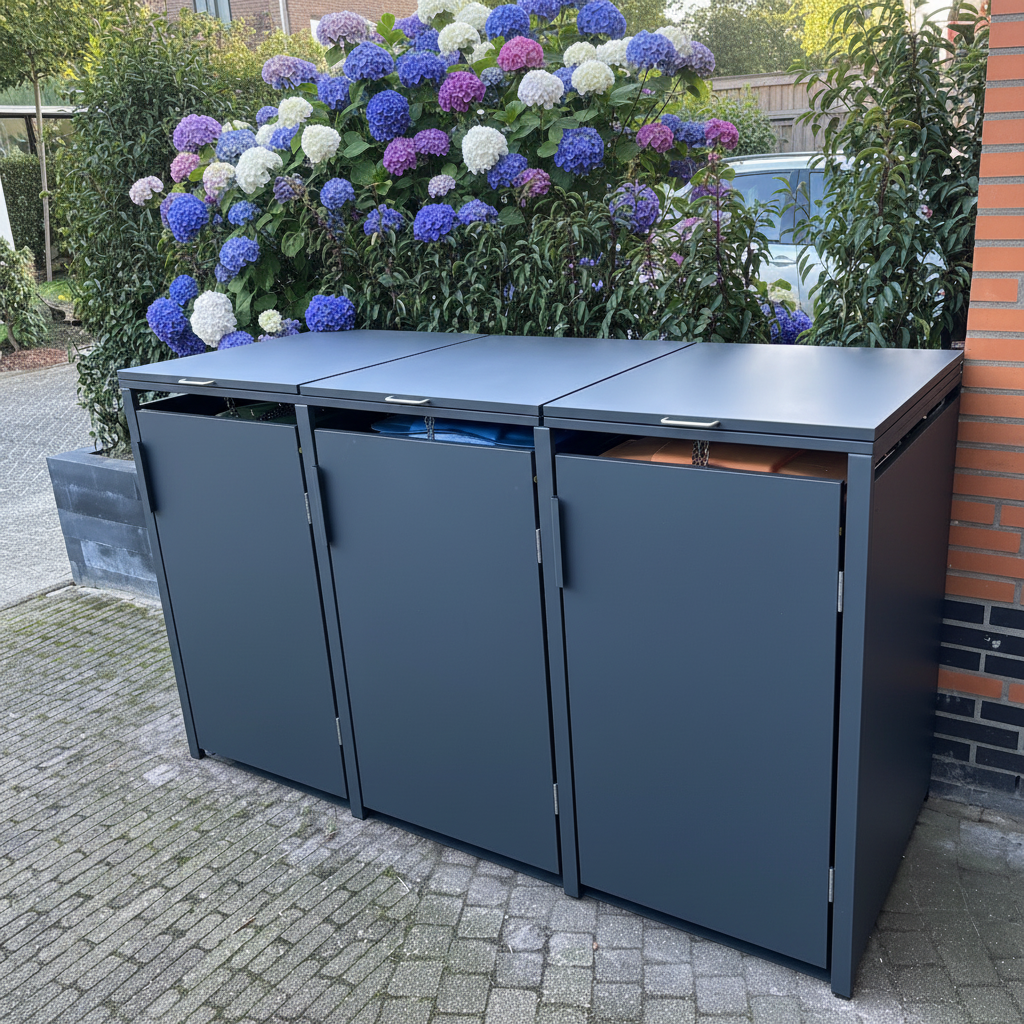 Alternative view of 3 vakken | Premium Kliko ombouw voor 360L | Container ombouw | Afvalboxen | Antraciet