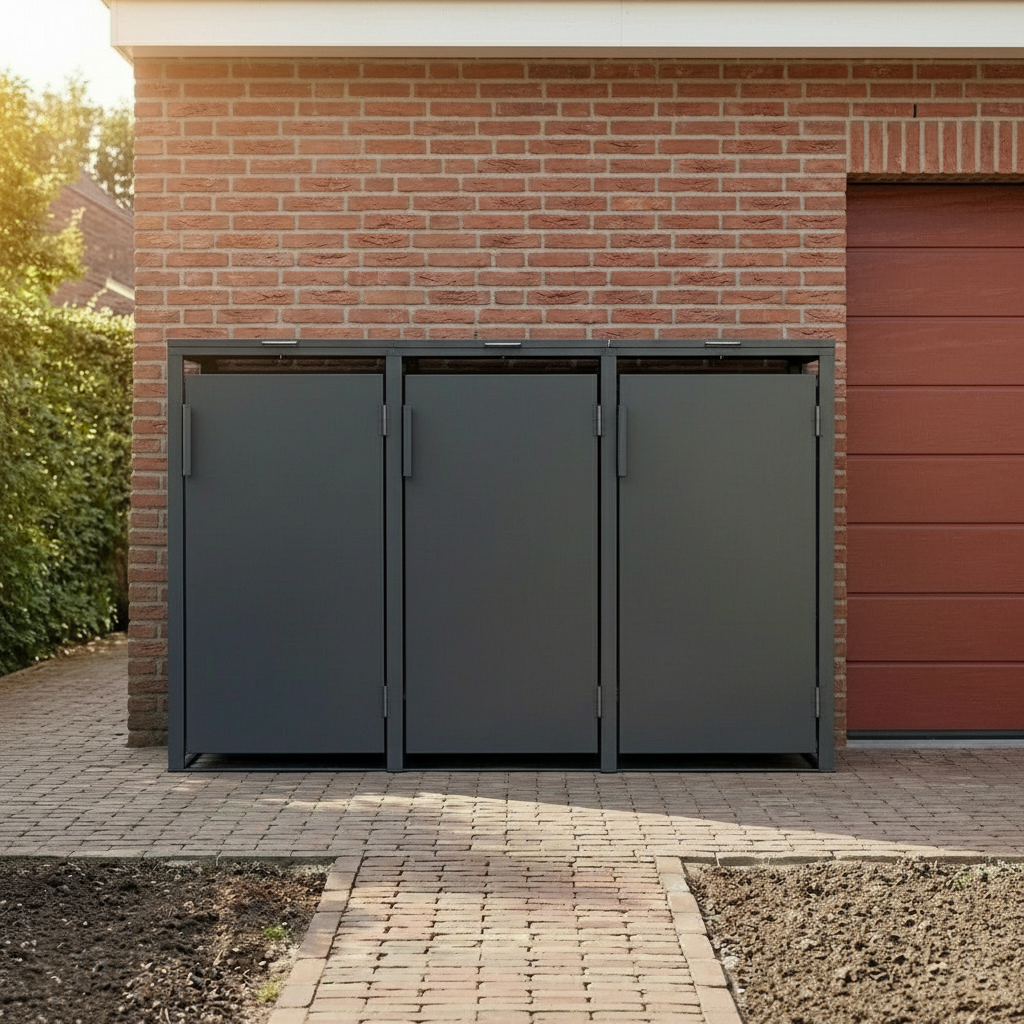 3 vakken | Premium Kliko ombouw voor 360L | Container ombouw | Afvalboxen | Antraciet