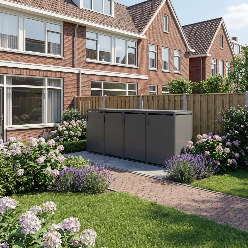 Alternative view of 4 vakken | Premium Kliko ombouw voor 360L | Container ombouw | Afvalboxen | Antraciet