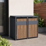 2 vakken | Premium Kliko ombouw voor 240L | Container ombouw | Afvalboxen | Walnoot