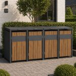 4 vakken (2×2)| Premium Kliko ombouw voor 240L | Container ombouw | Afvalboxen | Walnoot