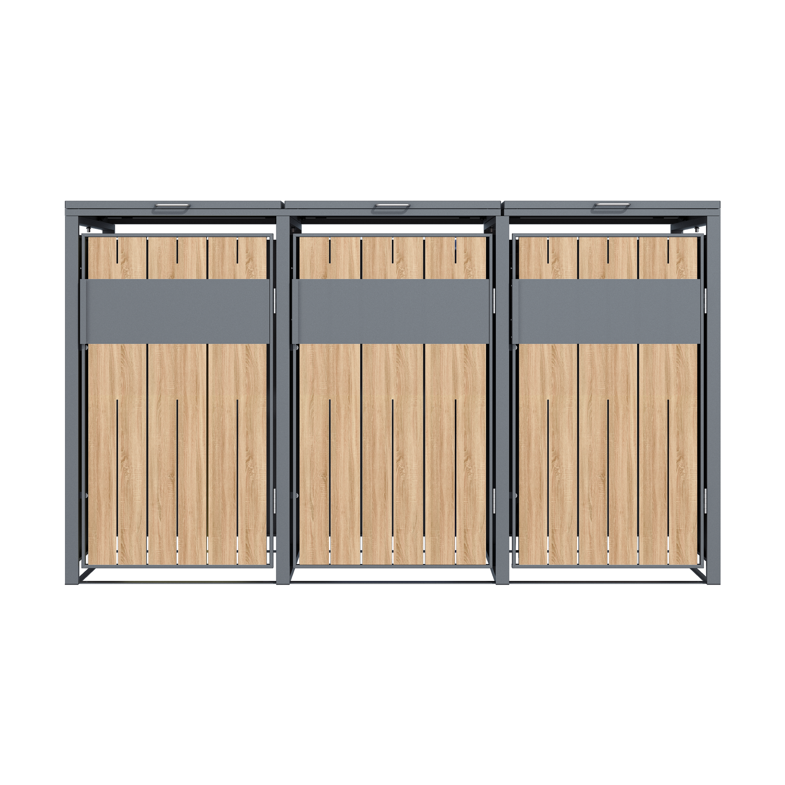 3 vakken | Premium Kliko ombouw voor 240L | Container ombouw | Afvalboxen | Eiken - Afbeelding 3