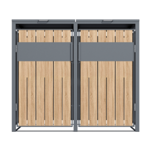 2 vakken | Premium Kliko ombouw voor 240L | Container ombouw | Afvalboxen | Eiken - Afbeelding 3