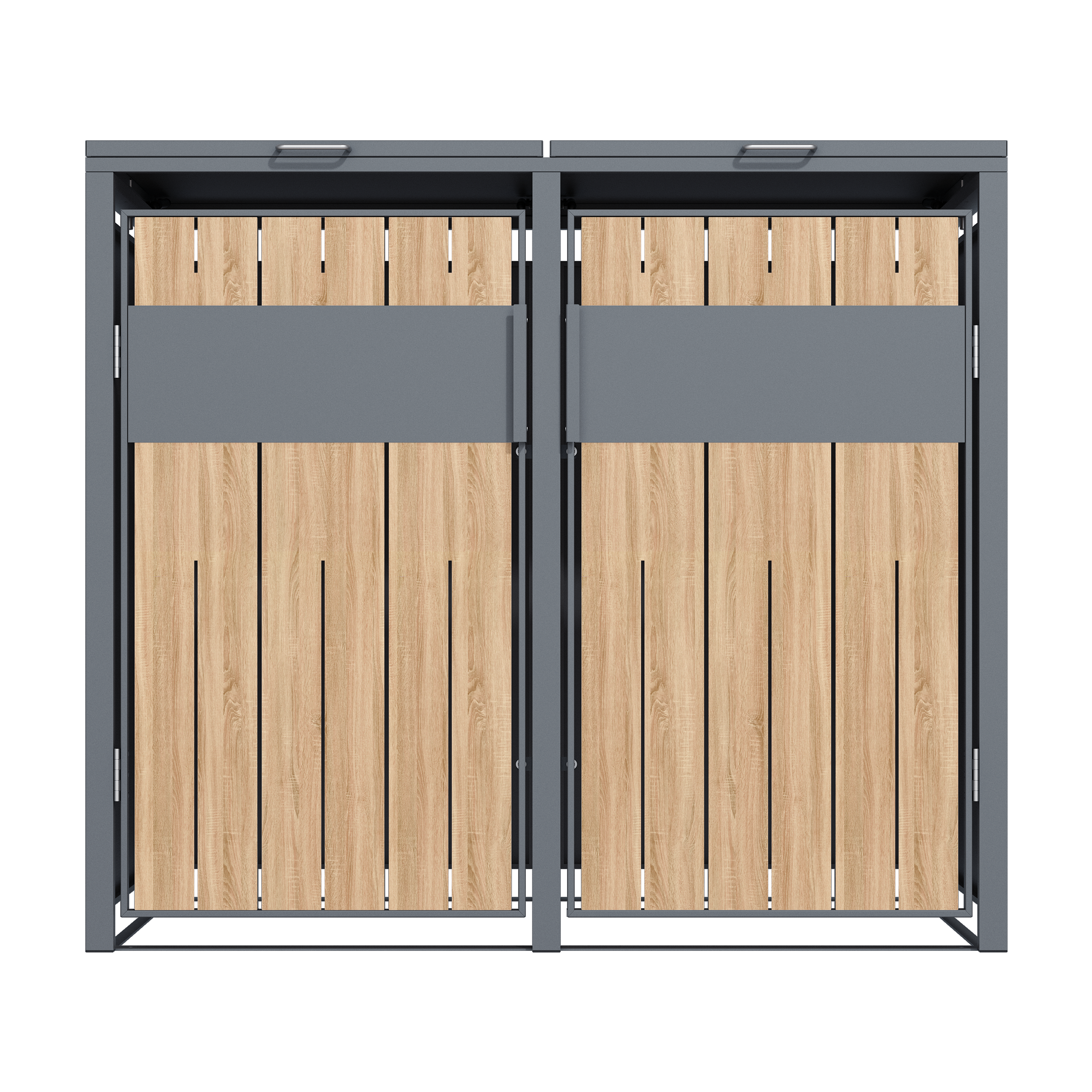 2 vakken | Premium Kliko ombouw voor 240L | Container ombouw | Afvalboxen | Eiken - Afbeelding 3