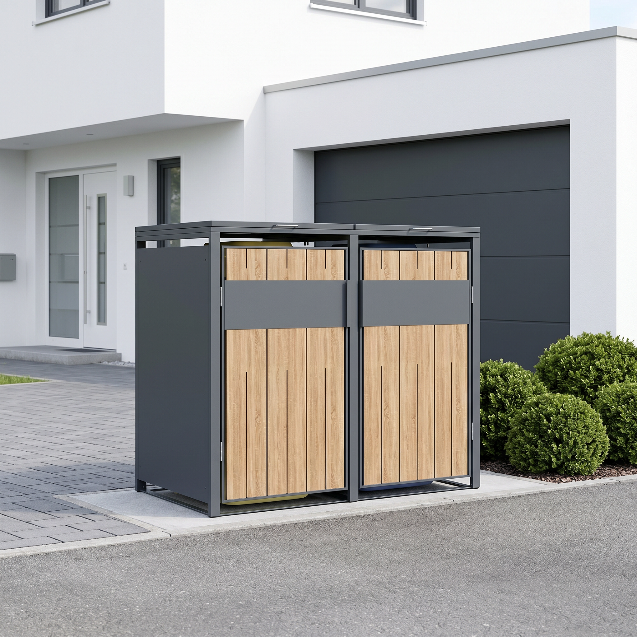 2 vakken | Premium Kliko ombouw voor 240L | Container ombouw | Afvalboxen | Eiken