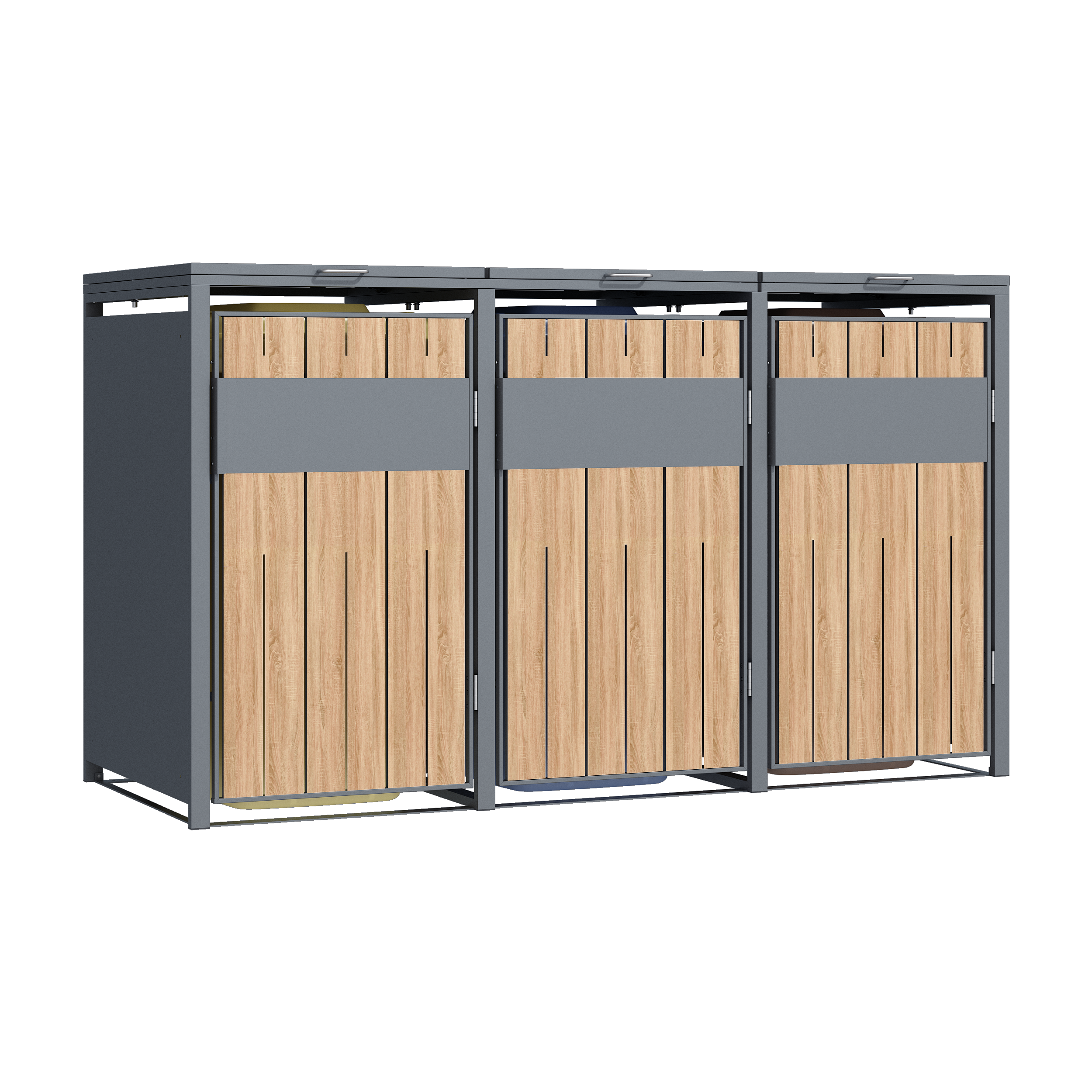3 vakken | Premium Kliko ombouw voor 240L | Container ombouw | Afvalboxen | Eiken - Afbeelding 2