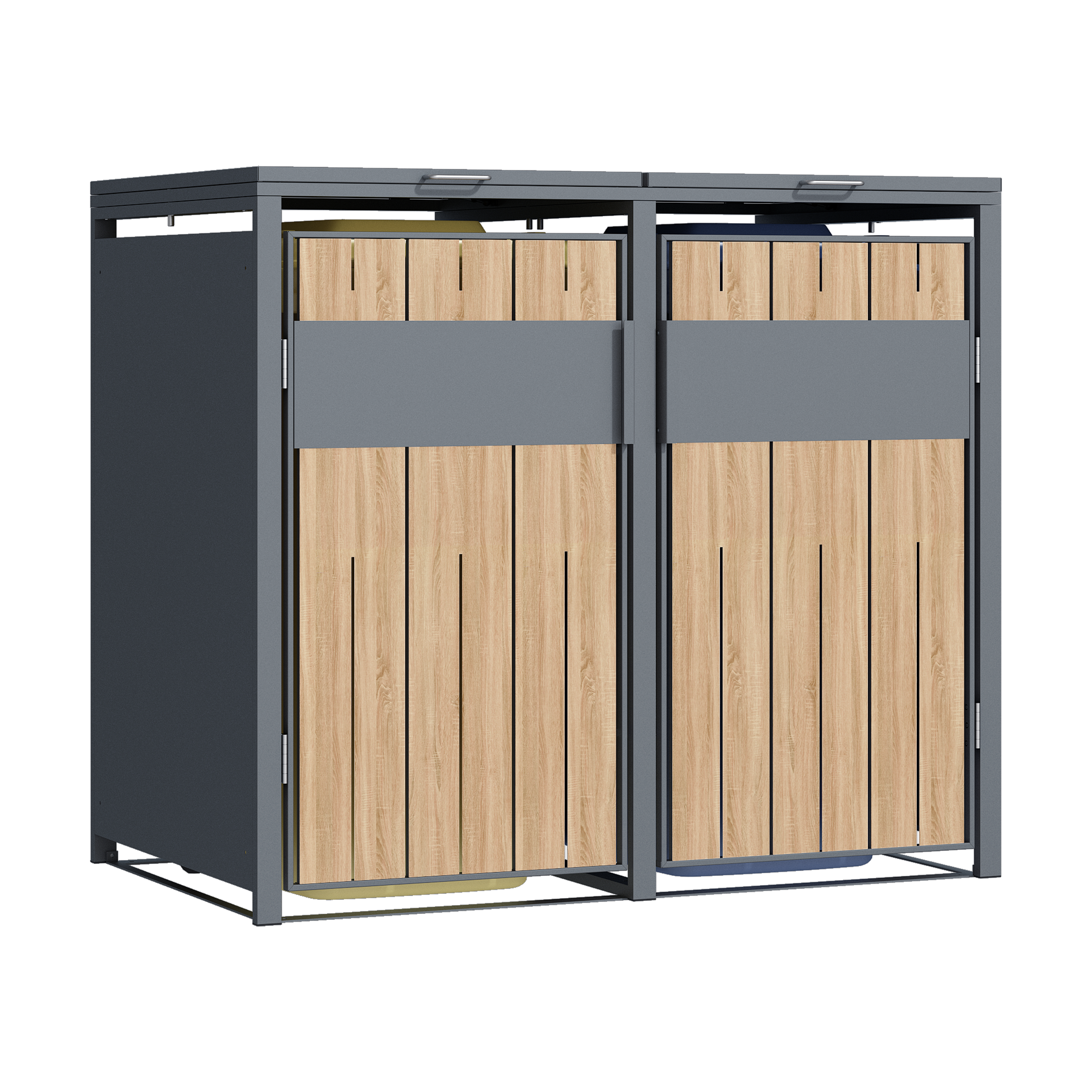 2 vakken | Premium Kliko ombouw voor 240L | Container ombouw | Afvalboxen | Eiken - Afbeelding 2