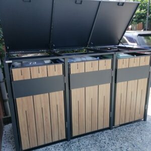 3 vakken | Premium Kliko ombouw voor 240L | Container ombouw | Afvalboxen | Eiken - Afbeelding 12