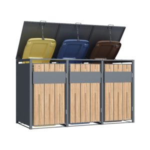 3 vakken | Premium Kliko ombouw voor 240L | Container ombouw | Afvalboxen | Eiken - Afbeelding 4