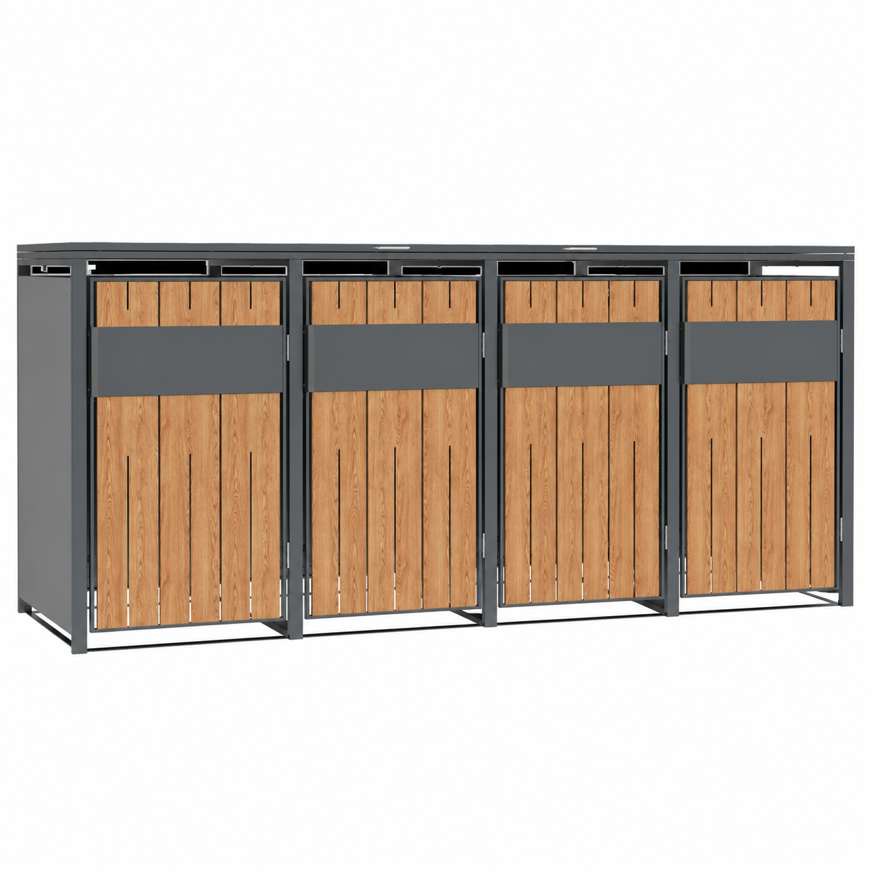 Alternative view of 4 vakken (2×2)| Premium Kliko ombouw voor 240L | Container ombouw | Afvalboxen | Eiken