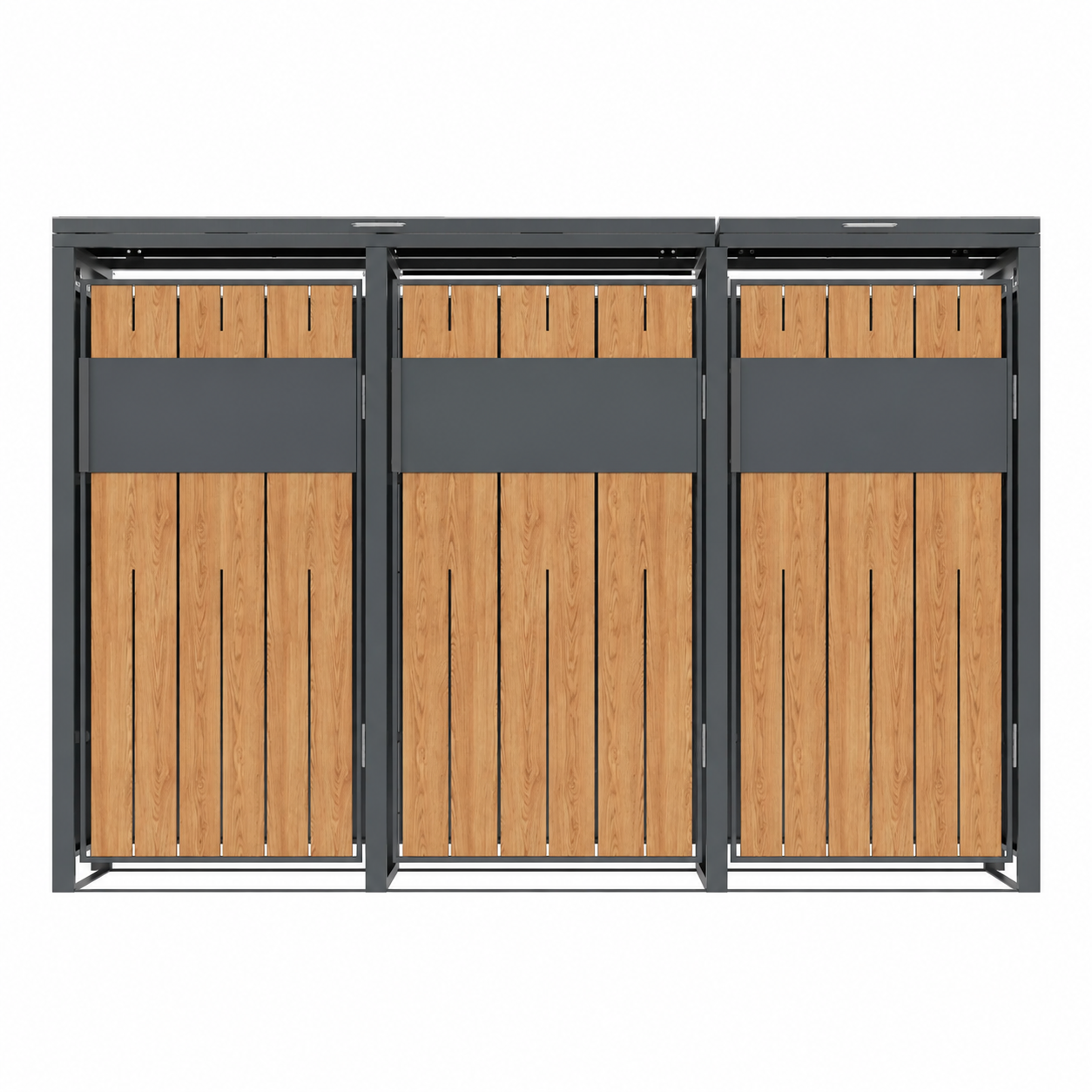 3 vakken | Premium Kliko ombouw voor 240L | Container ombouw | Afvalboxen | Eiken - Afbeelding 2