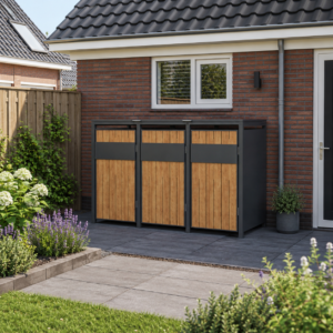 3 vakken | Premium Kliko ombouw voor 240L | Container ombouw | Afvalboxen | Eiken