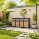 4 vakken (2×2)| Premium Kliko ombouw voor 240L | Container ombouw | Afvalboxen | Eiken
