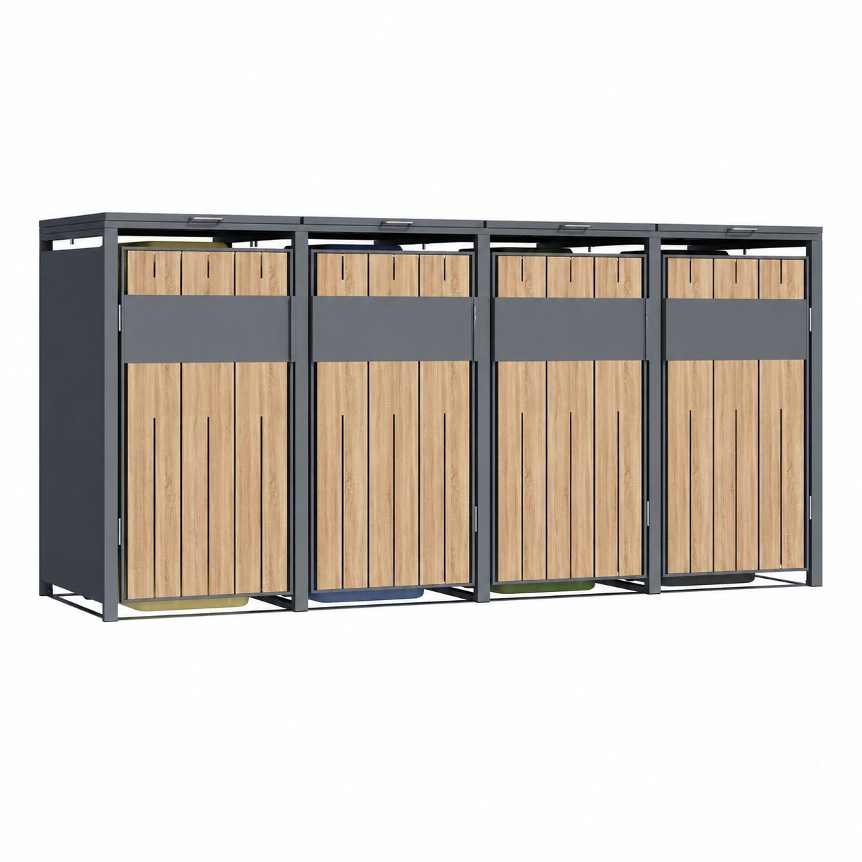 Alternative view of 4 vakken (2×2)| Premium Kliko ombouw voor 240L | Container ombouw | Afvalboxen | Eiken