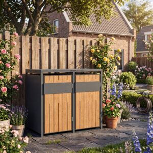 2 vakken | Premium Kliko ombouw voor 240L | Container ombouw | Afvalboxen | Eiken