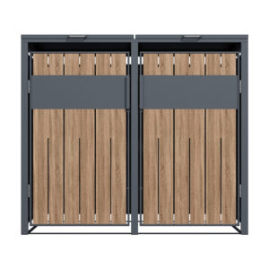 2 vakken | Premium Kliko ombouw voor 240L | Container ombouw | Afvalboxen | Walnoot - Afbeelding 3