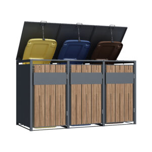 3 vakken | Premium Kliko ombouw voor 240L | Container ombouw | Afvalboxen | Walnoot - Afbeelding 4