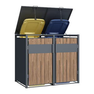 2 vakken | Premium Kliko ombouw voor 240L | Container ombouw | Afvalboxen | Walnoot - Afbeelding 4