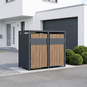2 vakken | Premium Kliko ombouw voor 240L | Container ombouw | Afvalboxen | Walnoot - Afbeelding 12
