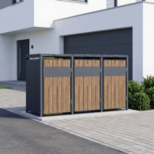 3 vakken | Premium Kliko ombouw voor 240L | Container ombouw | Afvalboxen | Walnoot - Afbeelding 12